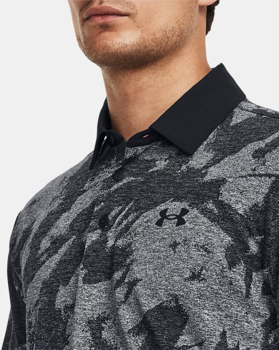 Men's UA Playoff Jacquard Long Sleeve Polo in Black image number 3